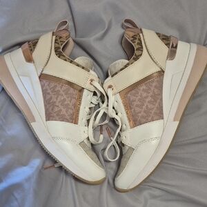 Michael Kors White and Rose Gold Sneakers Size 7.5